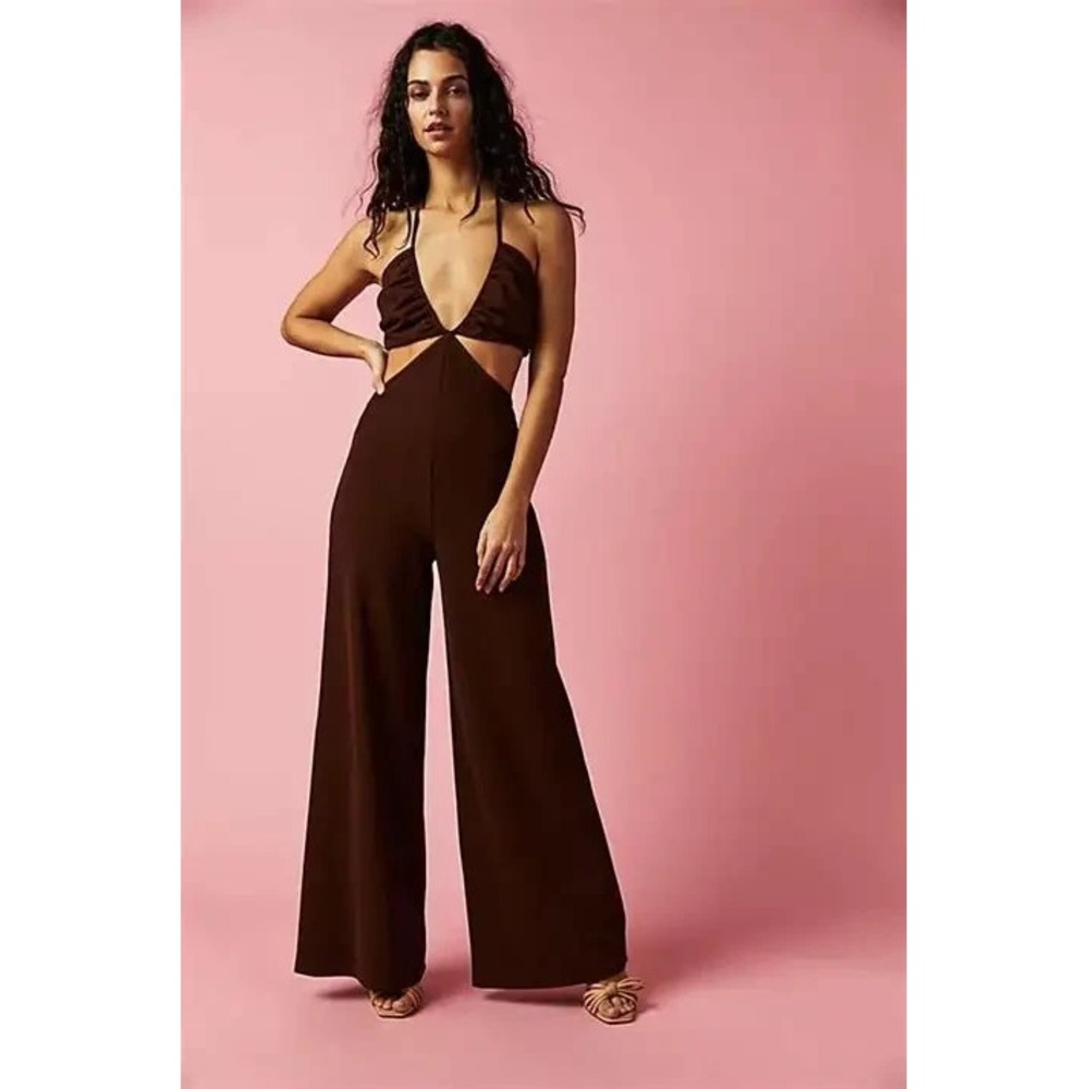 NWT Keepsake The Label Free People Chocolate Brown Thelma Pantsuit Sz Large $240